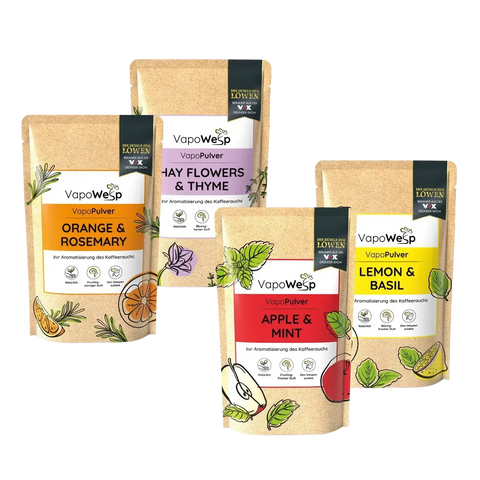 Spar-Set XXL: VapoWesp Räucherbox + 4 x VapoPulver 100g, 1 x VapoPulver 50g