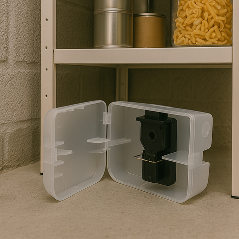 Mouse or rat box with snap trap "Hit"